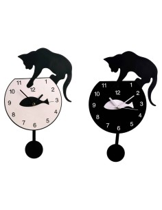 Orologio da parete con pendolo in plastica "Gatto" Cm. 30x36