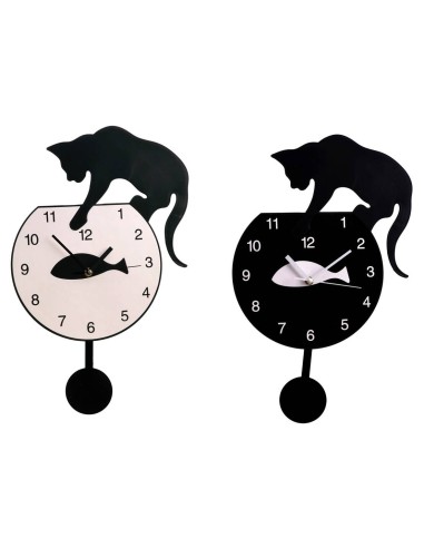 Orologio da parete con pendolo in plastica "Gatto" Cm. 30x36
