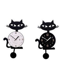 Orologio da parete con pendolo in plastica "Gatto" Cm. 26x37