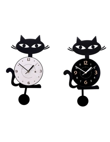 Orologio da parete con pendolo in plastica "Gatto" Cm. 26x37