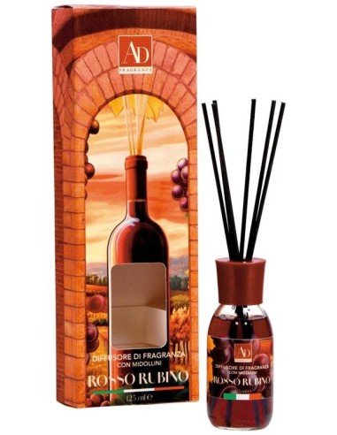 Diffusore essenze 125 ML con midollini - Rosso rubino
