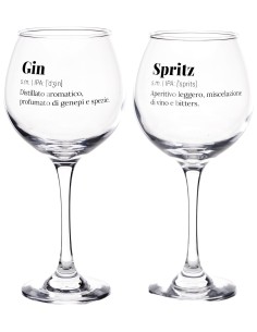 Set 2 calici cocktail in vetro 52 CL con scritte umoristiche