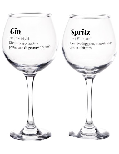 Set 2 calici cocktail in vetro 52 CL con scritte umoristiche