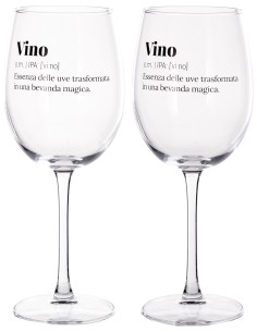 Set 2 calici vino in vetro 45 CL con scritte umoristiche