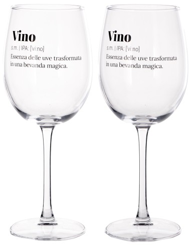 Set 2 calici vino in vetro 45 CL con scritte umoristiche