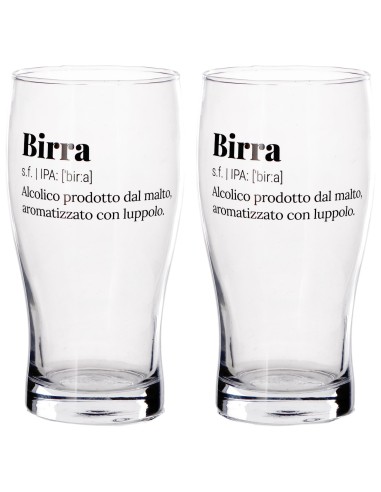 Set 2 Bicchieri in vetro pinta 58 CL con scritte umoristiche