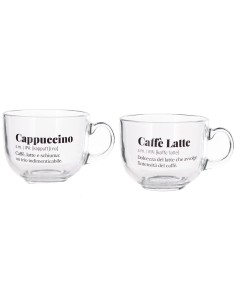 Set 2 tazze in vetro 480 ML con scritte umoristiche