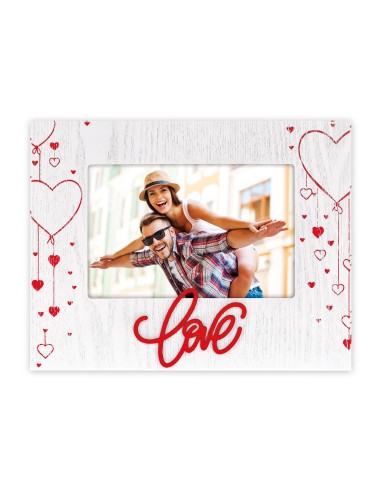 Portafoto in legno "Love&Hearts" Red Cm. 22x17 - Foto Cm. 10x15