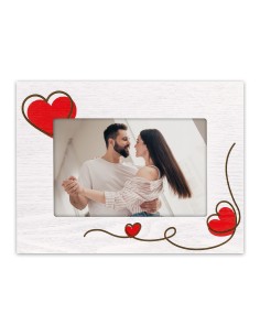 Portafoto in legno con cuori orizzontale Cm. 21x16 - Foto Cm. 10x15 2