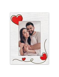 Portafoto in legno con cuori orizzontale Cm. 16x21 - Foto Cm. 10x15