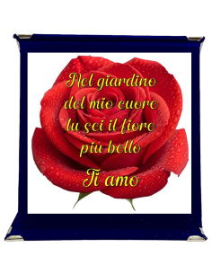 Targa a libretto vellutata Cm. 17x17 - Nel giardino del mio cuore tu sei il fiore più bello