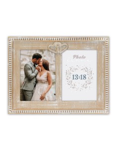 Portafoto in legno doppio "Cuori incrociati" Cm. 33x25 - 2 Foto Cm. 13x18
