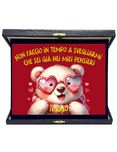 Targa con cofanetto rettangolare Cm. 23x19 - Non faccio in tempo a svegliarmi che sei già nei miei pensieri