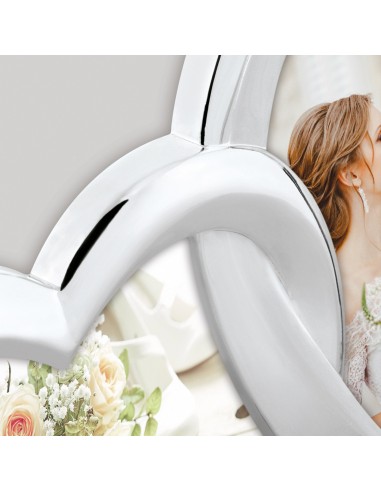 Portafoto in metallo silver "Cuori intracciati" Cm. 20x13 - Foto Cm. 10x10 e 8x8