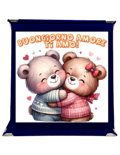 Targa a libretto vellutata Cm. 17x17 - Buongiorno Amore