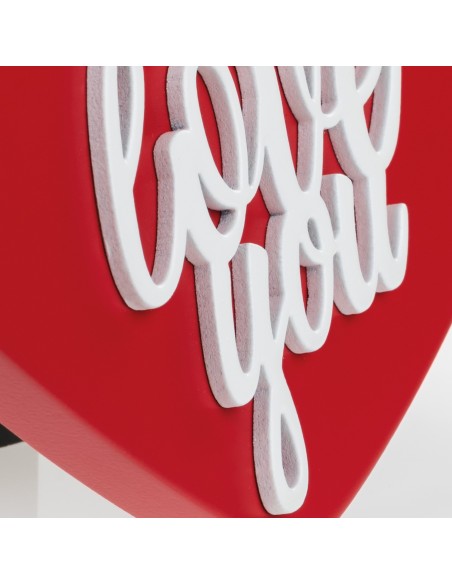 Portafoto in legno cuore "Love You" rosso Cm. 25x22 - Foto Cm. 10x15