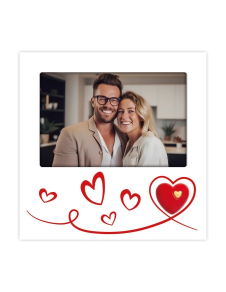 Portafoto in legno "Cuore gold" Cm. 18x18 - Foto Cm. 10x15
