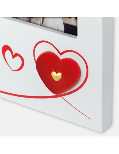 Portafoto in legno "Cuore gold" Cm. 18x18 - Foto Cm. 10x15