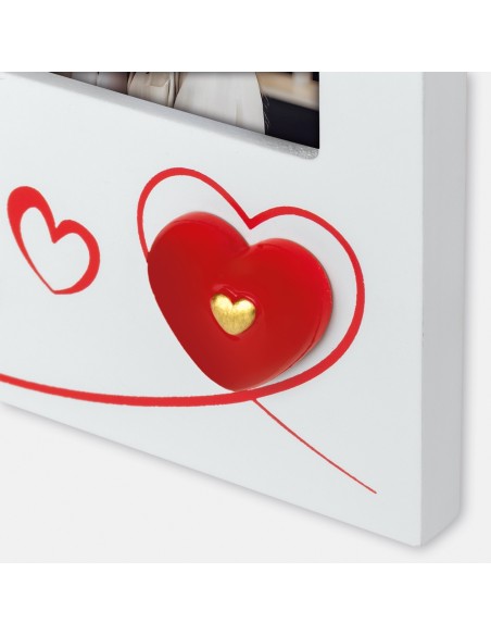 Portafoto in legno "Cuore gold" Cm. 18x18 - Foto Cm. 10x15