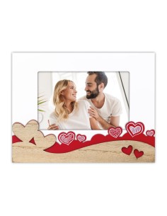 Portafoto in legno orizzontale "Cuori" Cm. 22x17 - Foto Cm. 10x15