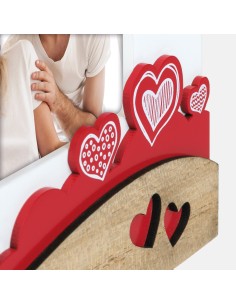 Portafoto in legno orizzontale "Cuori" Cm. 22x17 - Foto Cm. 10x15 2
