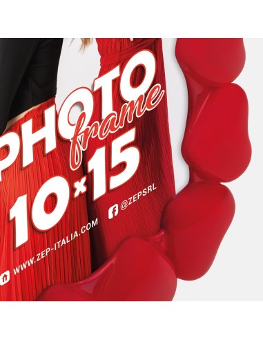 Portafoto in resina rettangolare "Hearts Red" Cm. 14x19 - Foto Cm. 10x15