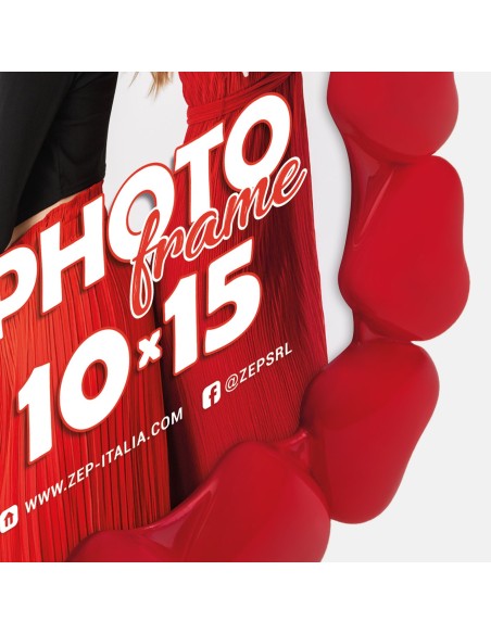 Portafoto in resina rettangolare "Hearts Red" Cm. 14x19 - Foto Cm. 10x15
