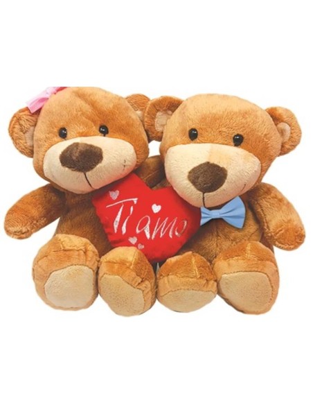 Peluche coppia orsetti seduti "Lui&Lei" Cm. 20 - Modelli assortiti