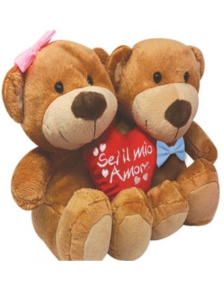 Peluche coppia orsetti seduti "Lui&Lei" Cm. 20 - Modelli assortiti
