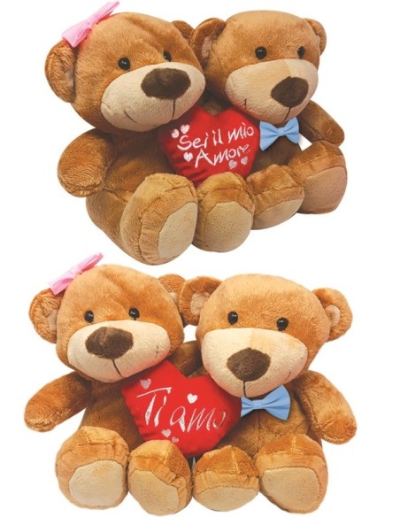 Peluche coppia orsetti seduti "Lui&Lei" Cm. 20 - Modelli assortiti