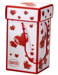 Lampada cilindro vetro deluxe "Hearts" con led Cm. 15x7 in scatola regalo
