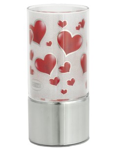 Lampada cilindro vetro deluxe "Hearts" con led Cm. 15x7 in scatola regalo 2