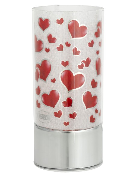 Lampada cilindro vetro deluxe "Hearts" con led Cm. 20x9 in scatola regalo