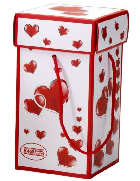 Lampada cilindro vetro deluxe "Hearts" con led Cm. 20x9 in scatola regalo