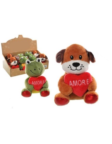Peluche soft "Cane&Rana" con cuore Ti amo - Modelli assortiti