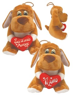 Peluche cane seduto soft Cm. 20 con cuore - Modelli assortiti