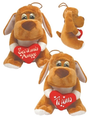 Peluche cane seduto soft Cm. 20 con cuore - Modelli assortiti