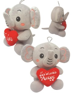 Peluche soft elefantino Cm. 25 con cuore - Modelli assortiti