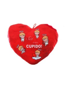 Cuscino cuore peluche Cm. 40 "Sei il mio cupido"