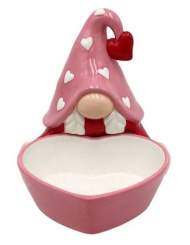 Gnomo ceramica "Love" con cuore Cm. 13x18x4