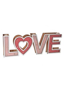 Scritta in mdf «Love» con led luminosi Cm. 40x14