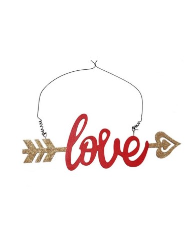 Scritta in mdf «Love» glitter da appendere Cm. 24x9