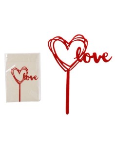 Cake topper acrilico «Love» rosso Cm. 10x13