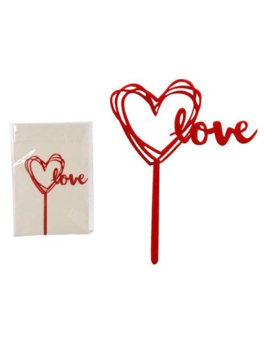 Cake topper acrilico «Love» rosso Cm. 10x13