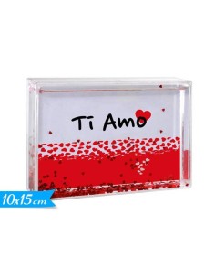 Portafoto rettangolare con cuoricini «Ti amo» Cm. 10x15