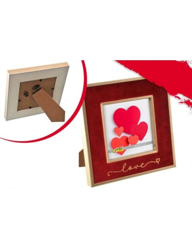 Portafoto in legno quadrato Cm. 16x16 «Love» – Foto Cm. 10x10