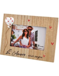 Portafoto rettangolare con palloncino "L'amore vince sempre" Cm. 17x22 - Foto cm. 10x15