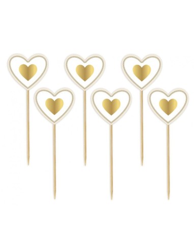 Pick cuore bianco e oro metal – Blister 6 pezzi