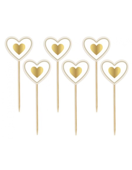 Pick cuore bianco e oro metal – Blister 6 pezzi