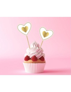 Pick cuore bianco e oro metal – Blister 6 pezzi 2